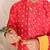 Red printed chanderi kurta set