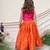 Hot pink orange embroidered chanderi lehenga set