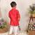Red printed chanderi kurta set