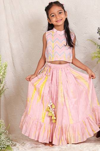 Baby pink embroidered silk lehenga set