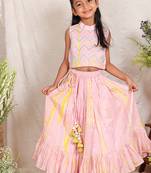 Baby pink embroidered silk lehenga set