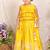 Mustard yellow embroidered chanderi lehenga set