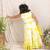 Yellow white embroidered silk sharara set