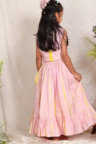 Baby pink embroidered silk lehenga set