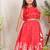 Red printed chanderi lehenga set