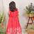 Red printed chanderi lehenga set