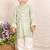 Pista green embroidered silk kurta set