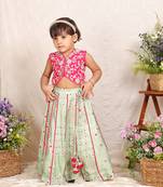 Hot pink embroidered silk lehenga set