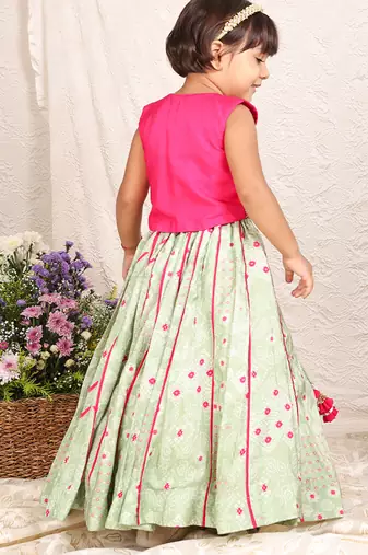 Hot pink embroidered silk lehenga set