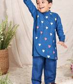 Blue embroidered silk kurta set