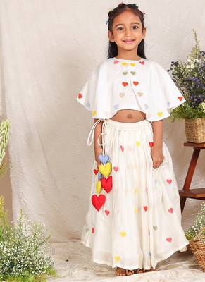 Off white embroidered organza lehenga set 1