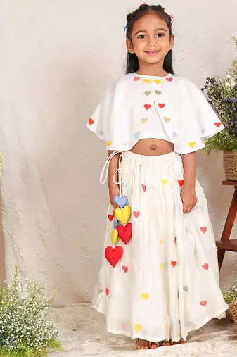 Off white embroidered organza lehenga set