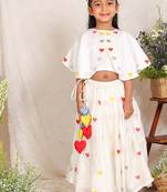 Off white embroidered organza lehenga set