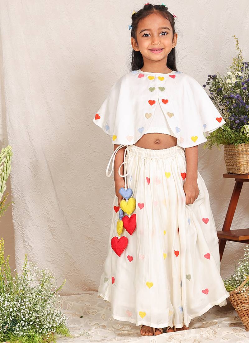 Off white embroidered organza lehenga set