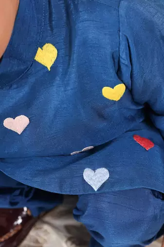 Blue embroidered silk kurta set