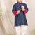 Navy blue printed chanderi kurta set