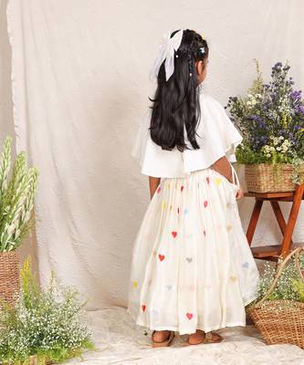 Off white embroidered organza lehenga set 3