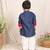 Navy blue printed chanderi kurta set