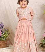 Pink embroidered silk lehenga set