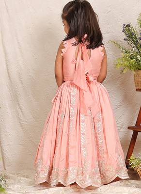Pink embroidered chanderi lehenga set 2