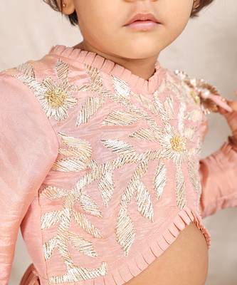 Pink embroidered silk lehenga set 2