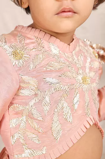 Pink embroidered silk lehenga set