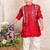 Red embroidered cotton kurta set