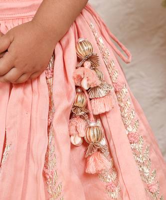 Pink embroidered chanderi lehenga set 3