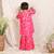 Hot pink printed silk sharara set