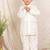 White embroidered silk kurta set