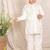 White embroidered silk kurta set