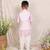 Lavender embroidered silk kurta jacket set