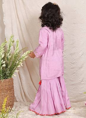 Lavender embroidered silk sharara set 2