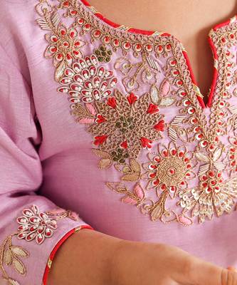 Lavender embroidered silk sharara set 3
