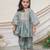 Sea green printed chanderi kurti set