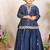 Navy blue embroidered chanderi kurta set