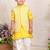 Yellow embroidered tissue kurta jacket set