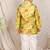 Lime green printed chanderi kurta jacket set