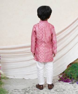 Dusty pink embroidered chanderi kurta set 2