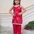 Red embroidered chanderi kurti set