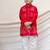 Red embroidered chanderi kurta set