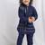 Navy blue embroidered silk kurta set