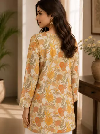 YELLOW Rayon DIGITAL PRINTED KURTI 