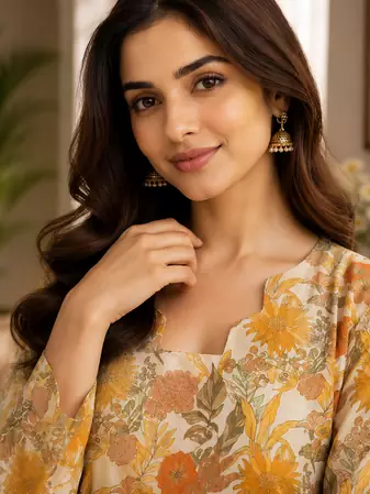 YELLOW Rayon DIGITAL PRINTED KURTI 
