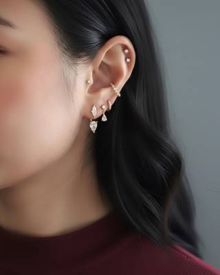 Graceful Gem Drop Earrings | 2-in-1 Stud & Drop Earrings | 18K Gold Plated Anti-Tarnish Daily Wear 1