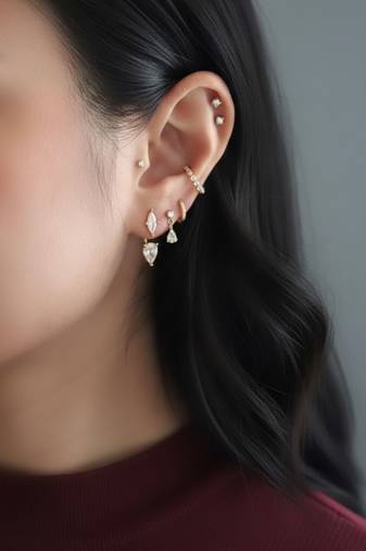 Graceful Gem Drop Earrings | 2-in-1 Stud & Drop Earrings | 18K Gold Plated Anti-Tarnish Daily Wear
