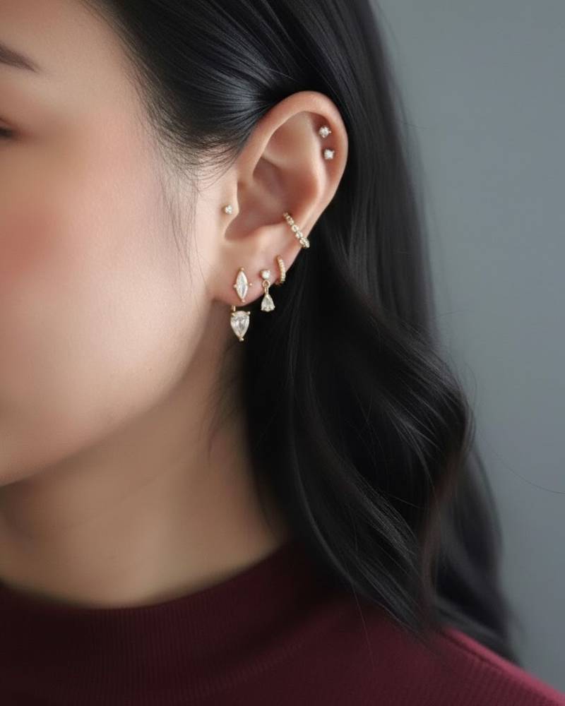 Graceful Gem Drop Earrings | 2-in-1 Stud & Drop Earrings | 18K Gold Plated Anti-Tarnish Daily Wear