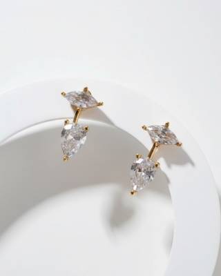 Graceful Gem Drop Earrings | 2-in-1 Stud & Drop Earrings | 18K Gold Plated Anti-Tarnish Daily Wear 2