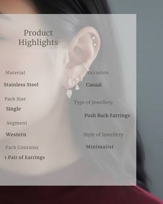 Graceful Gem Drop Earrings | 2-in-1 Stud & Drop Earrings | 18K Gold Plated Anti-Tarnish Daily Wear 5