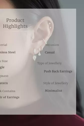 Graceful Gem Drop Earrings | 2-in-1 Stud & Drop Earrings | 18K Gold Plated Anti-Tarnish Daily Wear